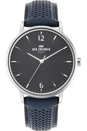 Ben Sherman Homme, Accessoires, Bleu, Taille: ONE Size Montre en Cuir avec Bracelet en Acier Inoxydable