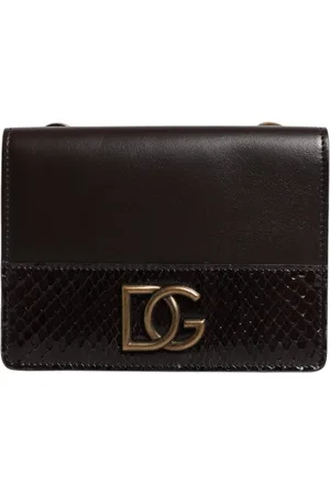 Dolce & Gabbana Femme, Accessoires, Brun, Taille: ONE Size Porte-cartes en cuir marron avec sangle