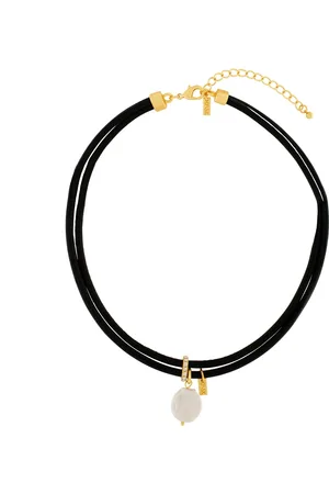 Dansk Copenhagen Femme, Accessoires, Noir, Taille: ONE Size Collier de perles en cuir avec cristaux