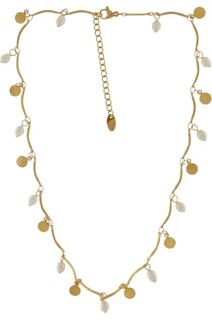 Dansk Copenhagen Femme, Accessoires, Jaune, Taille: ONE Size Collier pièce & perle, étanche, 18K