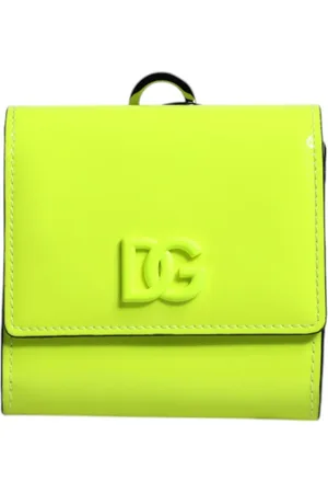 Dolce & Gabbana Femme, Accessoires, Vert, Taille: ONE Size Porte-cartes en Cuir Bifold avec Bandoulière