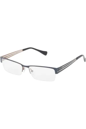 Police Homme, Accessoires, Bleu, Taille: ONE Size Lunettes demi-cerclées en métal bleu Gunmetal
