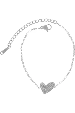 Dansk Copenhagen Femme, Accessoires, Gris, Taille: ONE Size Bracelet cœur avec des pierres CZ claires