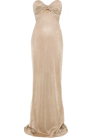 GIUSEPPE DI MORABITO Femme, Robes, Jaune, Taille: 38 FR Robe Lamé Dorée avec Fente Centrale