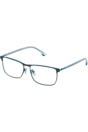 Police Homme, Accessoires, Bleu, Taille: ONE Size Monture de Lunettes Rectangulaire en Métal Bleu