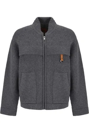 MCM Homme, Pulls, Gris, Taille: S Cardigan en Laine à Double Curseur
