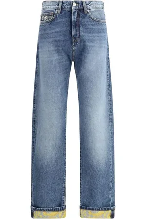 VERSACE Homme, Jeans, Bleu, Taille: W32 Jean taille haute à revers Barocco
