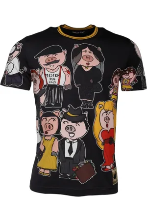 Dolce & Gabbana Homme, Tops, Multicolore, Taille: L T-shirt Année du Cochon 2019