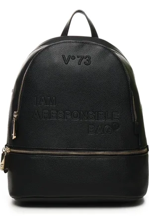 V°73 Femme, Sacs, Noir, Taille: ONE Size Sac à dos noir avec lettrage du logo