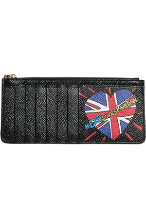 Dolce & Gabbana Femme, Accessoires, Noir, Taille: ONE Size Portefeuille porte-cartes en cuir noir avec fermeture éclair