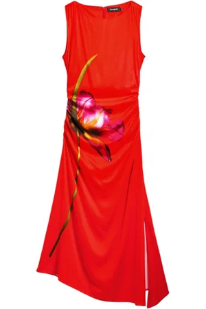 Desigual Femme, Robes, Rouge, Taille: 40 FR Robes Longues Collection en Mélange de Viscose