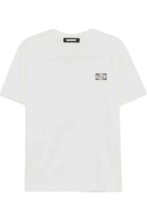 BARROW Homme, Tops, Blanc, Taille: S T-shirt Unisexe à Logo Imprimé Manches Courtes