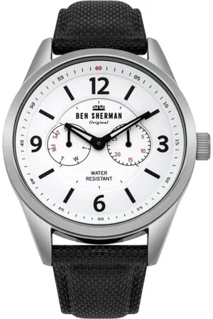 Ben Sherman Homme, Accessoires, Noir, Taille: ONE Size Élégante Montre en Cuir à Quartz