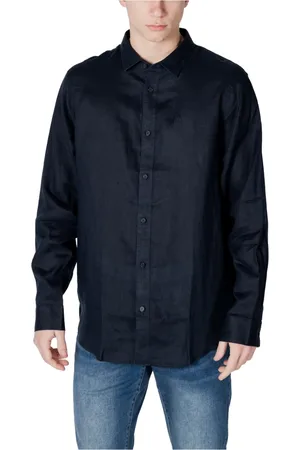 Armani Exchange Homme, Chemises, Bleu, Taille: M Chemise Lin Manches Longues Collection Printemps/Été