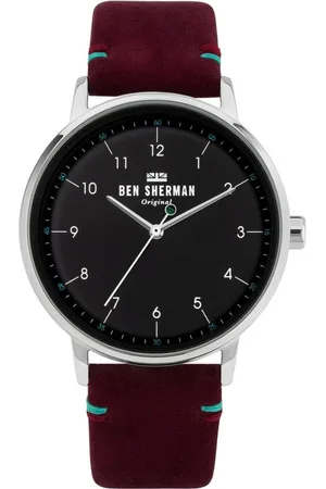 Ben Sherman Homme, Accessoires, Rouge, Taille: ONE Size Montre Analogique à Quartz avec Bracelet en Tissu
