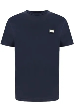 Dolce & Gabbana Homme, Tops, Bleu, Taille: XL T-shirt en Coton Oversize avec Monogramme en Métal