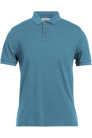 ALPHA STUDIO Homme, Tops, Bleu, Taille: 2XL Polo en Coton Bleu avec Col à Trois Boutons