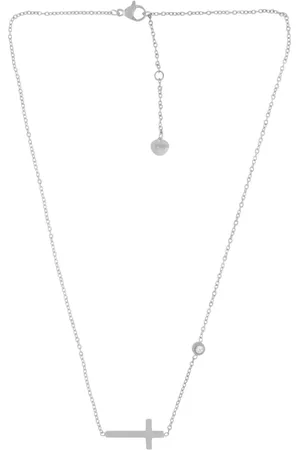 Dansk Copenhagen Femme, Accessoires, Gris, Taille: ONE Size Collier Croix CZ Transparent