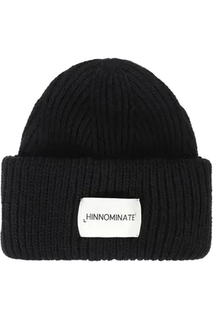 hinnominate Homme, Accessoires, Noir, Taille: ONE Size Bonnet en Tricot Côtelé Noir avec Logo
