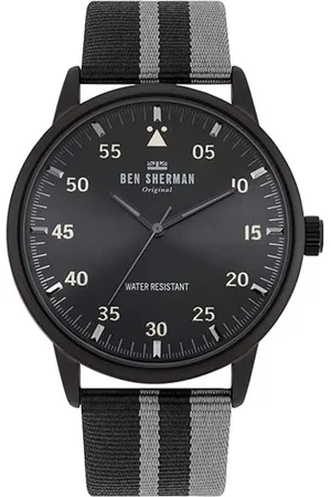 Ben Sherman Homme, Accessoires, Gris, Taille: ONE Size Montre en tissu analogique, boîtier en acier inoxydable