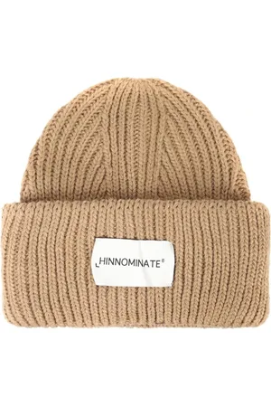 hinnominate Homme, Accessoires, Brun, Taille: ONE Size Bonnet en Tricot Côtelé Marron avec Logo