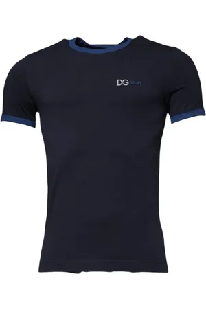 Dolce & Gabbana Homme, Tops, Bleu, Taille: S T-shirt en coton stretch col rond bleu