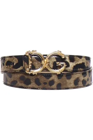 Dolce & Gabbana Femme, Accessoires, Brun, Taille: 90 CM Ceinture léopard Baroque DG Logo Imprimé animal
