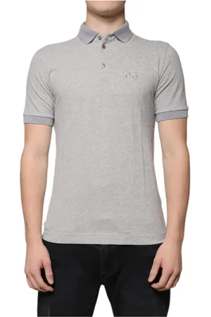 Dolce & Gabbana Homme, Tops, Gris, Taille: S Polo en coton gris avec fermeture à bouton