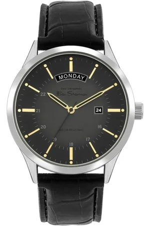 Ben Sherman Homme, Accessoires, Noir, Taille: ONE Size Montre à Quartz avec Bracelet en Cuir Noir