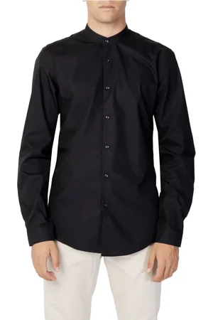Antony Morato Homme, Chemises, Noir, Taille: XS Chemise noire à col mandarin et manches longues