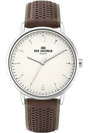 Ben Sherman Homme, Accessoires, Brun, Taille: ONE Size Montre analogique en cuir marron à quartz