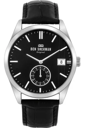 Ben Sherman Homme, Accessoires, Noir, Taille: ONE Size Montre de luxe en cuir avec cadran noir