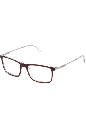 Police Homme, Accessoires, Rouge, Taille: ONE Size Lunettes Rectangulaires Rouges avec Monture en Plastique