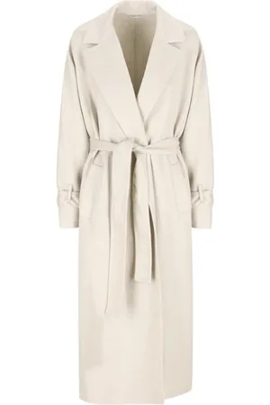 Brunello Cucinelli Femme, Manteaux, Blanc, Taille: 38 FR Manteau Long en Cachemire Blanc Marbre