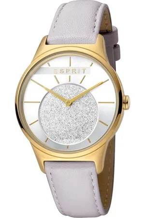 ESPRIT Femme, Accessoires, Blanc, Taille: ONE Size Élégante Montre Analogique à Quartz Bracelet en Cuir