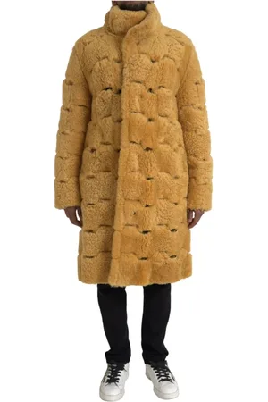 Bottega Veneta Homme, Manteaux, Jaune, Taille: S Manteau Long Jaune en Shearling