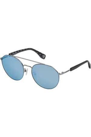 Converse Unisex, Accessoires, Gris, Taille: ONE Size Lunettes de Soleil en Métal Verres Verts et Bleu Miroir