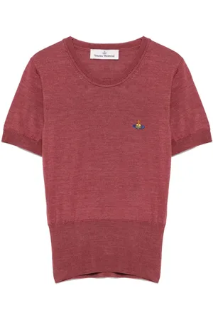 Vivienne Westwood Femme, Pulls, Rouge, Taille: 36 FR Haut Col Rond Argile Rouge