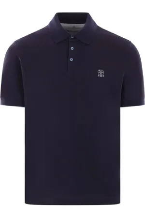 Brunello Cucinelli Homme, Tops, Bleu, Taille: XL Polo de Luxe à Manches Courtes