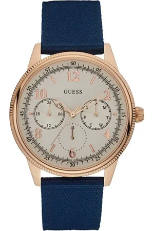 Guess Homme, Accessoires, Bleu, Taille: ONE Size Montre de Sport Chic Chronographe en Nylon Bleu