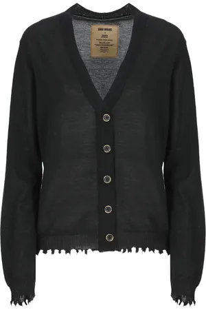 UMA WANG Femme, Pulls, Noir, Taille: 42 FR Cardigan en Cachemire Noir à Col en V