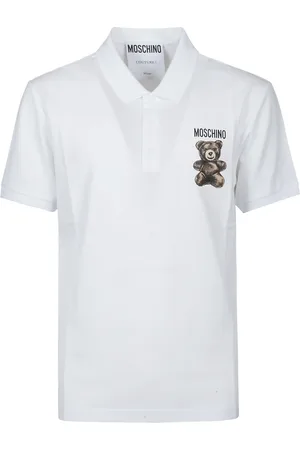 Moschino Homme, Tops, Blanc, Taille: XL Polo à manches courtes avec Teddy Bear