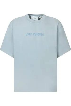 Axel Arigato Homme, Tops, Bleu, Taille: M T-shirt Logo Distort Bleu Ciel