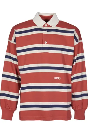 Autry Homme, Tops, Rouge, Taille: L Polo à Col et Poignets Côtelés