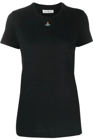 Vivienne Westwood Femme, Tops, Noir, Taille: 38 FR Tee-shirt Noir avec Logo Orb