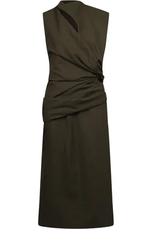 Jil Sander Femme, Robes, Vert, Taille: 38 FR Robe Maxi Drapée avec Fermeture Éclair