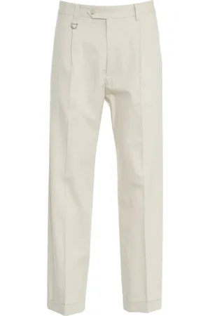 Paolo Pecora Homme, Pantalons, Blanc, Taille: M Pantalon Chino en Mélange de Lin Blanc