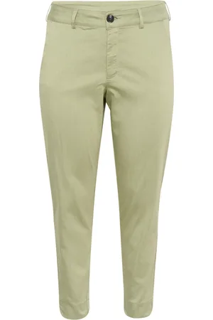 Kaffe Femme, Pantalons, Vert, Taille: 48 FR Pantalon Chino Vert avec Large Ceinture