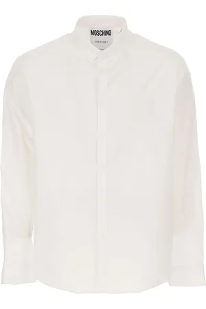 Moschino Homme, Chemises, Blanc, Taille: 3XL Chemise Blanche en Coton avec Maxi Étiquette