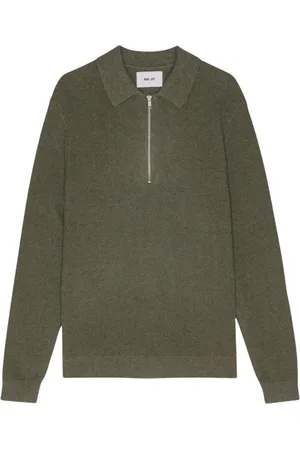NN.07 Homme, Pulls, Vert, Taille: 2XL Polo à demi-zip en Capers